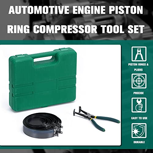 Hypertune Automotive Engine Piston Ring Compressor Tool Set For Car Truck Auto Engine Set With Pliers And 14 Bands (62-145Mm/2.44-5.71In) Removal Tool Kit Repair Tools Kit #TOP1