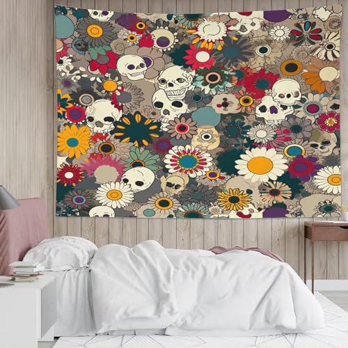 Tapisserie crâne 3D pour habiller un grand mur de chambre ou de dortoir 180x230cm