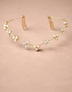 CartLog Bridal Hair Vine Gold Pearl Crystal | Wedding Accessories for Bride | Bridal Headpiece | Hair Tiara & Butterfly Ha... Price In India