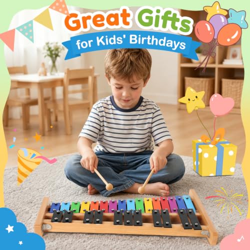 Image of lotmusic Xylophone for Kids,Glockenspiel Xylophone 27 Note Percussion Kit Musical Instruments with Soogbook & Carry Bag for Toddlers Adults, Birthday Educational Gift Colorful Metal Keys