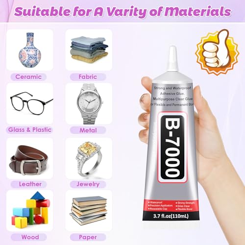 Image of 1 Pcs 110 mL B7000 Glue with Precision Tip, Bedazzling Glue and Tool | Gem Tac Glue for Rhinestones, Strong Adhesive Jewelry Bead Glue for Jewelry Making Repairs Fabric Clothes Shoes DIY Crafts