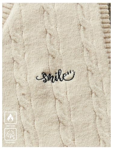 Men's Cable Knit Preppy Sweater Vests Letter Embroidered V Neck Sleeveless Vest4