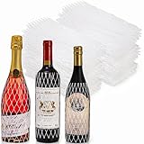 Tlence 150 fundas protectoras de malla de vino, protector de botella de licor de malla de 8 pulgadas de largo, mangas de malla de polietileno para botellas de copa de vino, mantiene las botellas