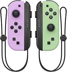 Controle de substituição para Nintendo Switch, alternativas para esquerdo e direito, controle de interruptor com suporte Turbo (Verde e roxo com cordão)