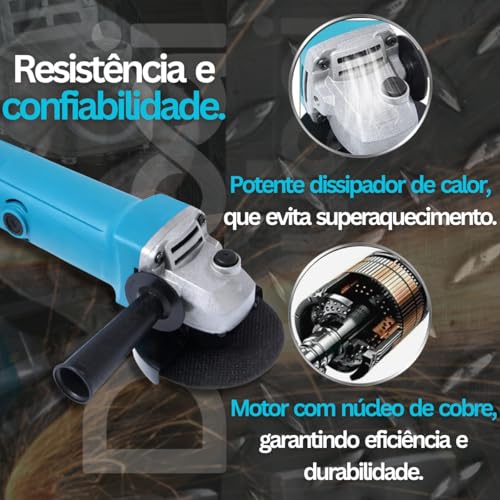 Esmerilhadeira Angular 700W, 220V, 115mm, com Acessórios