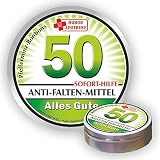 Humorapotheke Pfefferminz Bonbon Metalldose - Zum 50. Geburtstag, Anti Falten Mittel Alles Gute - Soforthilfe | Spaßmedizin Humormedizin | Pfefferminzdragees | Dose Blechdose Pillendose | 55g