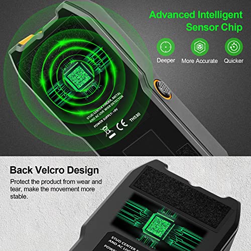 Stud Finder Wall Scanner - 5 in 1 Electronic Stud Detector with Upgraded Smart Sensor, Audio Alarm and HD LCD Display for The Center and Edge of Wood, AC Wire, Metal and Studs Detection (Orange) - Thumbnail 2
