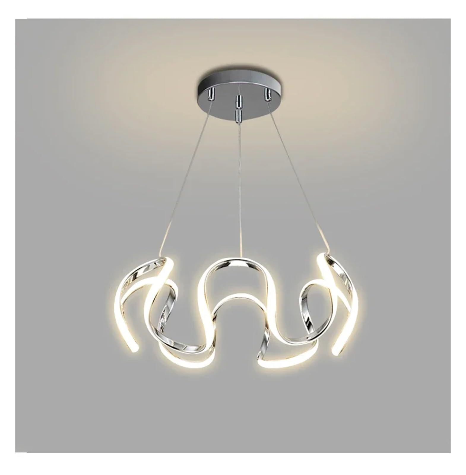 Lustre LED moderne chromé avec suspension réglable pour salon et cuisine