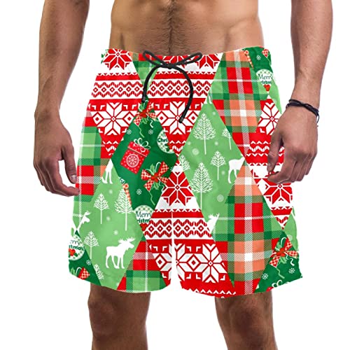 Maillots de bain hommes motif wapiti rouge vert pour vos vacances de Noël à la plage