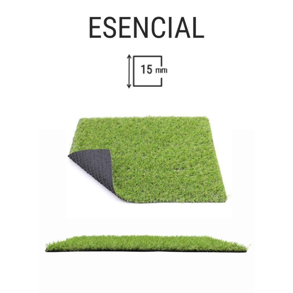 BONERVA | Césped artificial ESENCIAL 15mm | Varias Medidas | Rollo de césped artificial económico para terrazas, jardines y patios | Fácil instalación | (2x10 Metros)