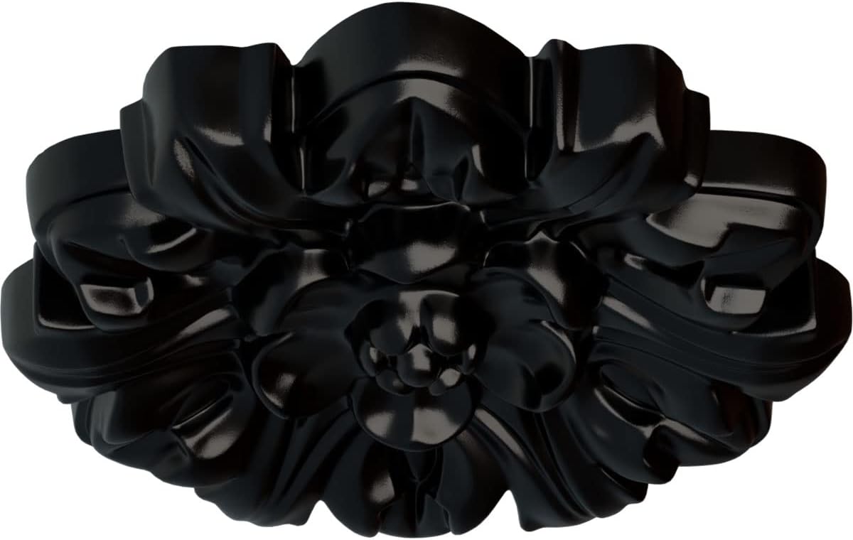 Ekena Millwork 7 5/8"OD x 1"P Emery Leaf Ceiling Medallion Ceiling Medallion, Jet Black