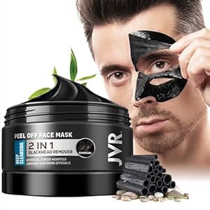 JVR Peel Off Face Mask, Blackhead Remover Mask for Men, Charcoal Peel Off Black Mask, Facial Mask Purifying and Deep Cleansing for All Skin Types 4.23 OZ