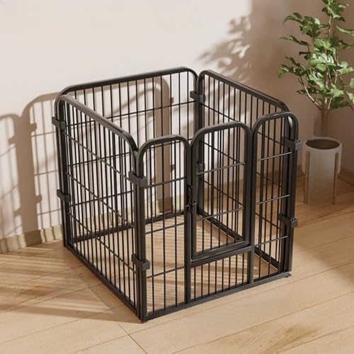 PIKNEW ペットサークル 犬 DIY 室内 屋外 ペットフェンス サークルケージ ドア付き 置くだけ 柵 自立 ケージ 小型犬 セットドア付 4/6枚 高さ60cm 接続式 ダブルロック ペット 自由 組み立て簡単 工具不要 犬用 広げる レイアウト