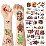 10Sheets Pirate Tattoos-pirate stickers,Waterproof, Fun Designs for Parties, Easy to Apply, 3x3 Inches, Perfect for Pirate-Themed Birthday Parties,Pirate Party Decorations