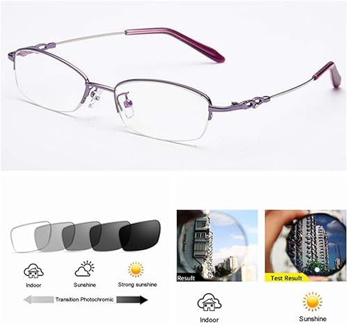 Miniatura 4 de Bifocal medio marco grabado flexible titanio transición fotocromática mujeres gafas de lectura UV 400 gafas de sol lector
