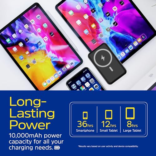 Energizer 10,000mAh Magnetic Wireless Power Bank with Foldable Stand15W Wireless & 22.5W USB C PD Fast Charging Portable Battery Pack for iPhone 16/15/14/13/12 Series, iPad, Samsung_QM10002PQ