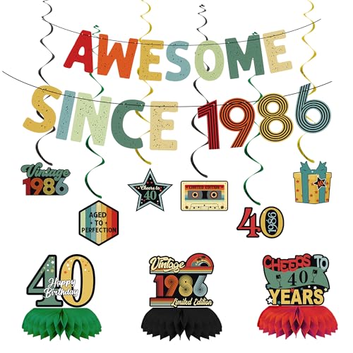 Image of Crenics Vintage 1986 40th Birthday Decorations for Men or Women