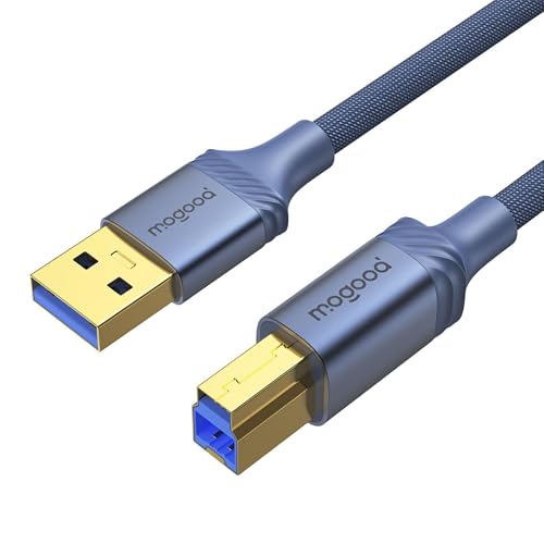 Image of MOGOOD USB 3.0 Printer Cable A to B Male 1M | 5Gbps SuperSpeed Aluminum Shell Nylon Braided for HP Canon Epson Brother Scanner Hard Drive Docking Station
