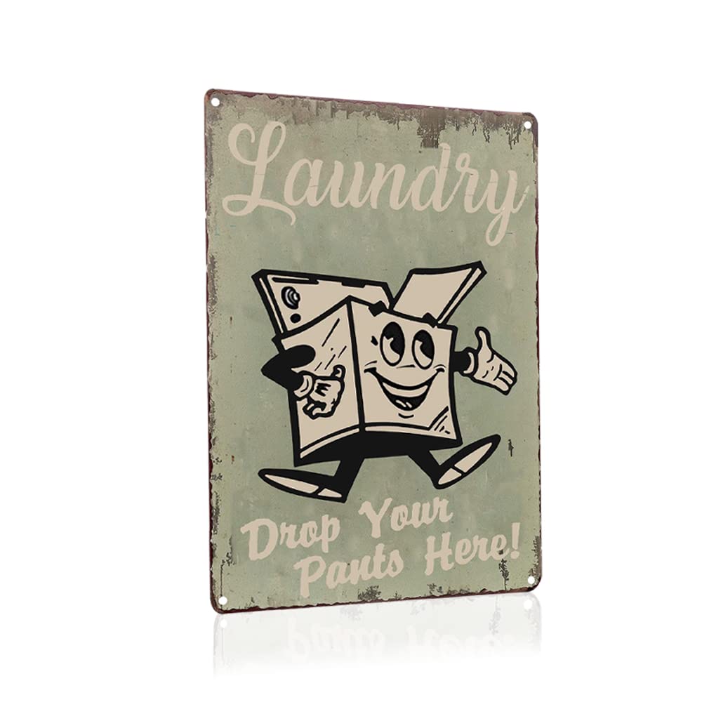 Laundry Room Sign Vintage Metal Sign Gift Bedroom Retro Novelty Cafe Store Tin Signs 12x16inch