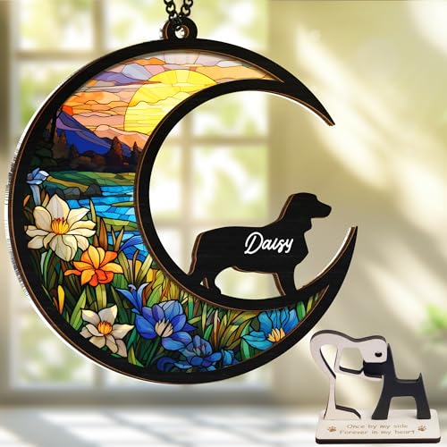 6'' English Springer Spaniel Dog Memorial Suncatcher Personalized Name Dog Breed Pet Ornament Window Car Hanging Sympathy Gift for Loss of Pet Remembrance Gift for Dog Lovers SCD-B11-6-13