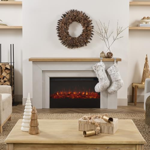 Real Flame Malie 68" Electric Fireplace with Mantel, Venetian Gray | For Living Room or Bedroom, Replaceable Fireplace Insert Heater, Realistic Log and Flame Effect, Remote Control — view 2