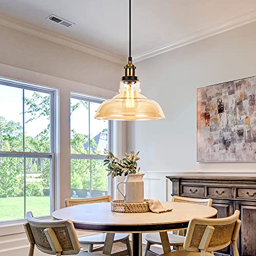 ZSMIHDOH Farmhouse Vintage Pendant Lighting, Large Glass Pendant Light Fixtures for Kitchen Island Dining Sink Restaurant, with Handblown Seeded Glass Shade, Adjustable Hanging Height (Amber Glass) ZSMIHDOH Farmhouse Vintage Pendant Lighting, Large Glass Pendant Light Fixtures for Kitchen Island Dining Sink Restaurant, with Handblown Seeded Glass Shade, Adjustable Hanging Height (Amber Glass)