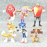 Best Gift 6PCS Sonic The Hedgehog Action Figures Knuckles Tails Eggman Amy Rose Kids Gift Nice