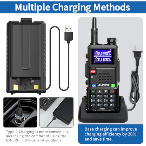 Baofeng Radio Ham Radio Handheld Long Range Rechargeable AR-5RM 10W NOAA Emergency Tactical Two Way Radio with Programming Cable,USB-C Charging for Survival Gear Hunting Camping,2 Pack - Image 6