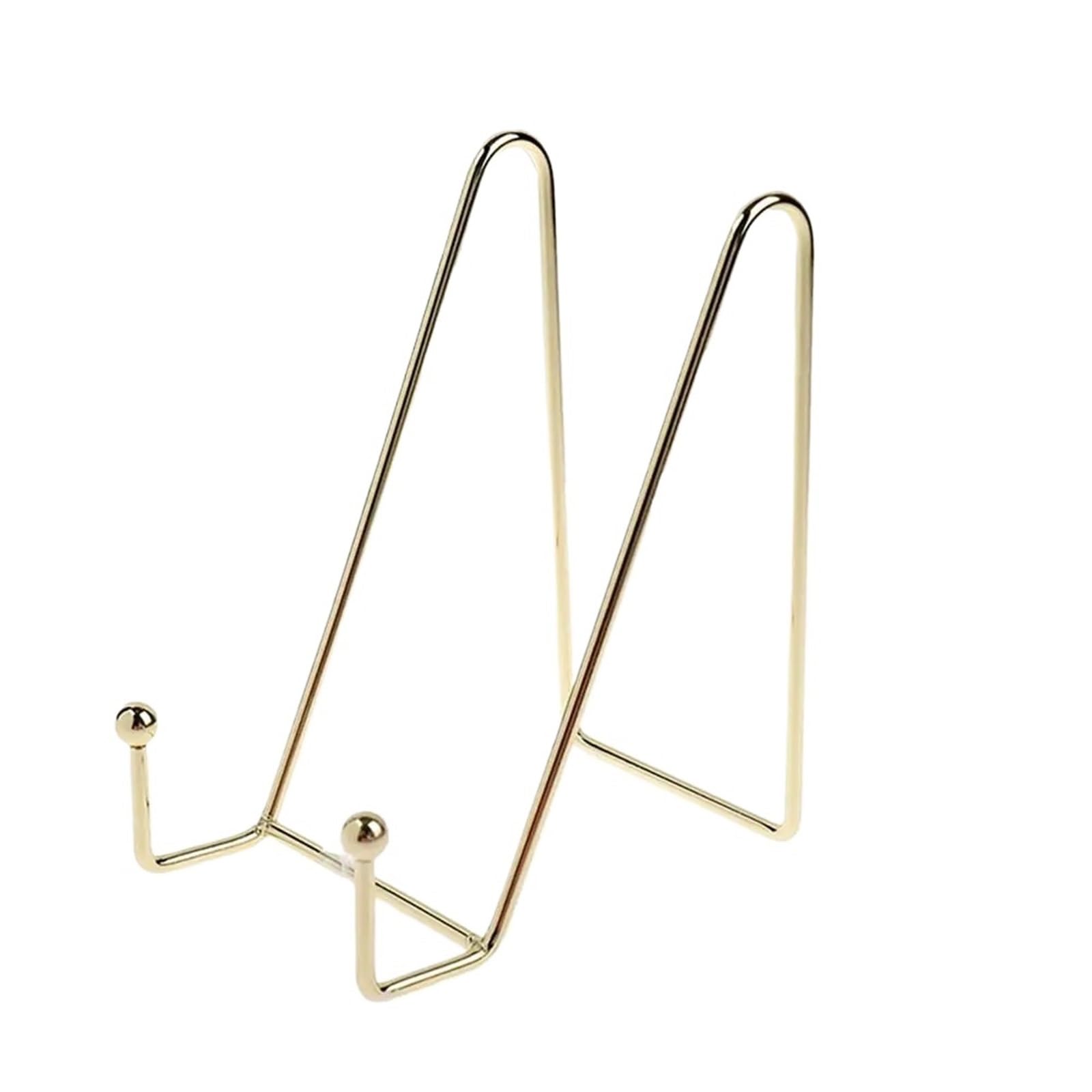 MYUYEE Tabletop Picture Stand Plate Display Stand Picture Easel Metal Stands Holder Pictures Frame Photo Decorative Dish Tabletop Art (Gold )