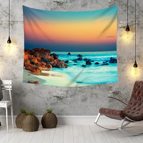 Tapiz de pared para dormitorio infantil de tela con paisaje de mar de 130 x 150 3