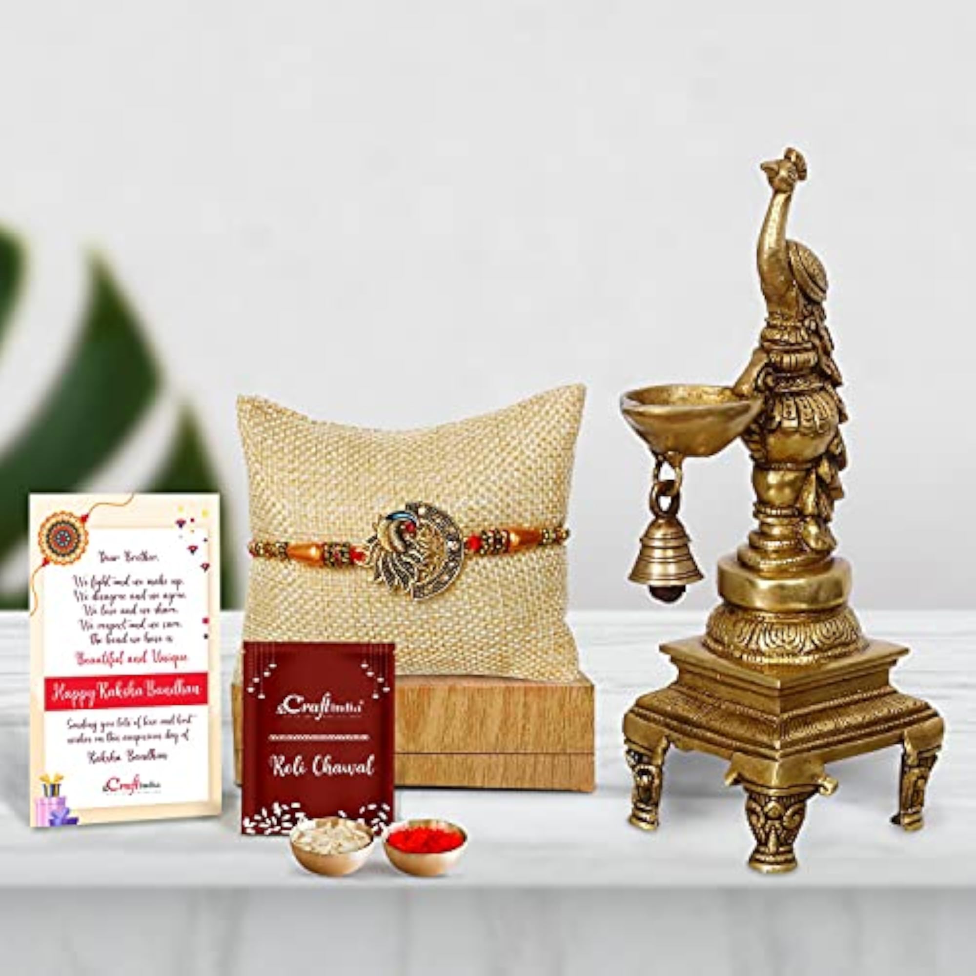 Peacock Designer Rakhi for Brother with Gift Hamper