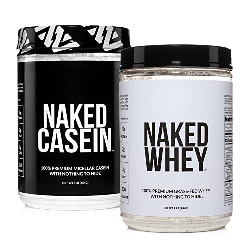 Grass Fed Protein Bundle: 1LB Unflavored Naked Casein and 1LB Unflavored Naked Whey