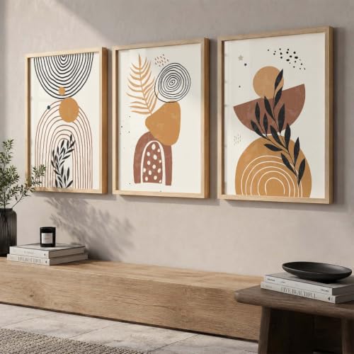 Image of kotart Wood Painting For Wall Decoration - Modern Art Wall Decor Framed Painting For Living Room Bedroom-Framed Wall Posters /Paintings With Frame Set of 3 (Art 1, 13x17 inch)