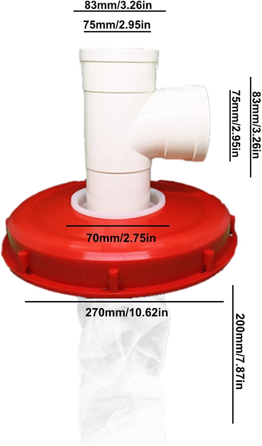 JUTTA 165/245mm IBC Tank Lid Nylon Washable with Lid and Vent Hole for Rainwater Tank IBC Ton Barrel Cover Cap With Nylon Filter for Home and Garden (Red 245mm vertical)