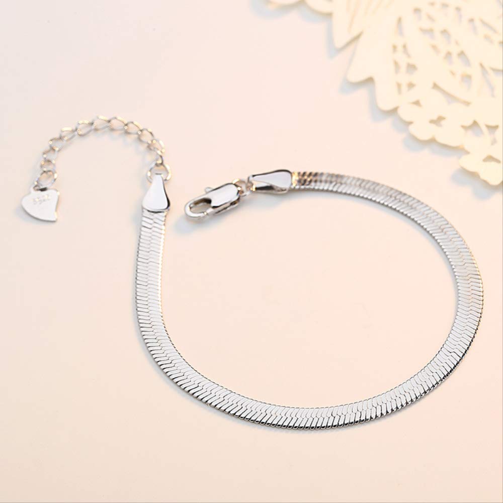 Joyería Pulsera de cadena de serpiente de plata esterlina 925 para mujer Cierre de langosta Brazaletes anchos extendidos