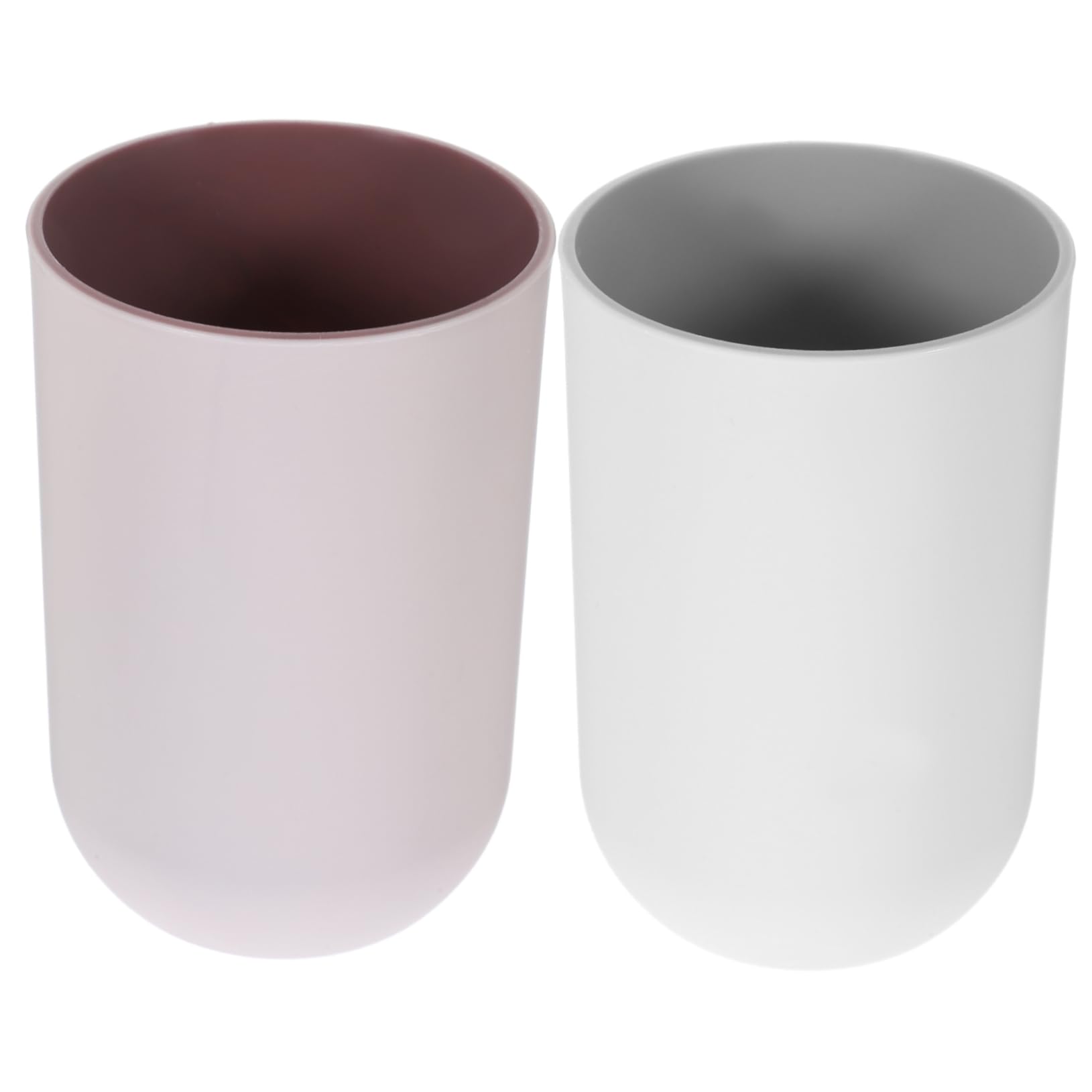 PRETYZOOM 2pcs Toothbrush Holder and Mouthwash Cup Dual Color Drinking Cups for Bathroom Use Sturdy Capacity for Rinsing and Drinking Grey