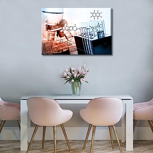 Image of TUMOVO 1 Pieces Wall Decor Microscope Medical Medical Examination Poster Canvas Paintings for Bedroom, Bathroom, Office. Young Scientist Print on Canvas Framed Ready to Hang (16 inch Wx24 H)