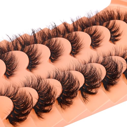 Mink Lashes Cat Eye Lashes Volume Fox Eye False Eyelashes Lashes Natural 6D D-Curly Volume Fake Eyelashes Soft Handmade Lashes that Look Like Extensions Lashes Pack