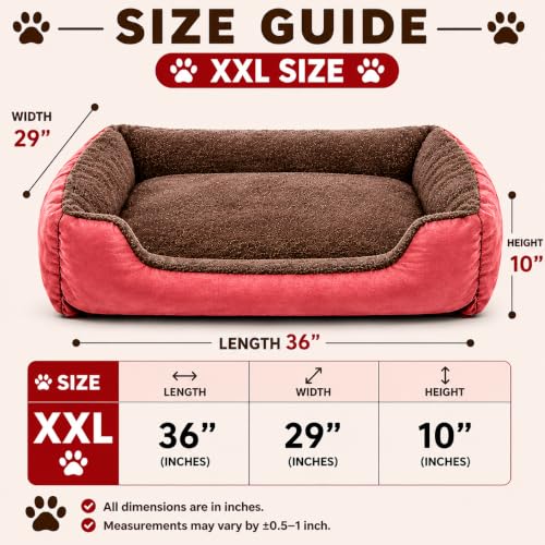 Image of SITSNOOZE Dog Beds Dogs & Cats, Rectangle Washable Pet Bed Comfortable and Breathable Pet Sofa Warming Orthopedic and Non-Skid Bottom (Reversible) (Brown & Rose Gold, XXL)
