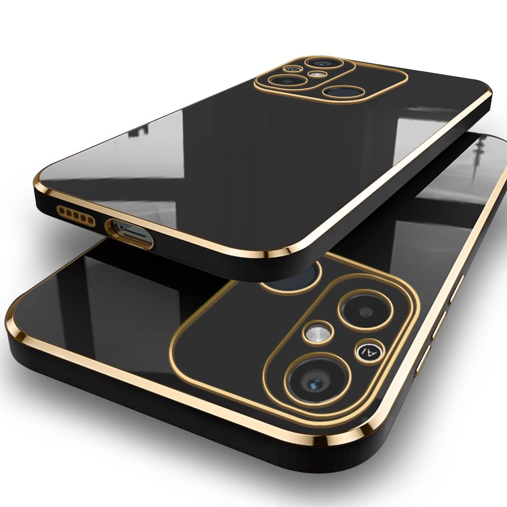 TheGiftKart TPU Luxurious Golden-Plated Back Cover Case For Mi Redmi 12C, Raised Lips For Camera & Screen Protection, Shockproof Design, Stylish Back Cover Case For Mi Redmi 12C (Black) (B0C1H5V722) Amazon Price History, Amazon Price Tracker