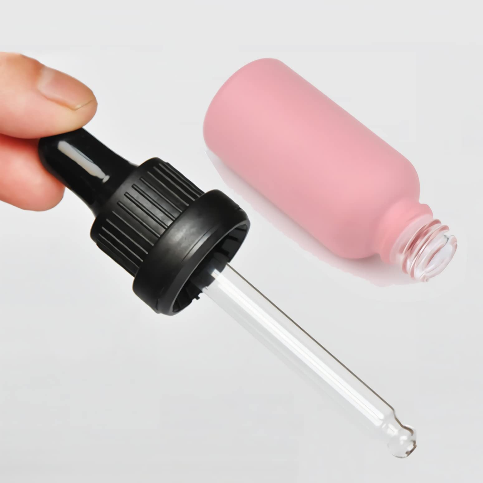 24 Pieza, 30ml Mate Rosa Frasco Cuentagotas Cristal con Tapón de Rosca a Prueba de Manipulaciones, Botellas de Cristal con Pipeta, para Aromaterapia Aceites Esenciales