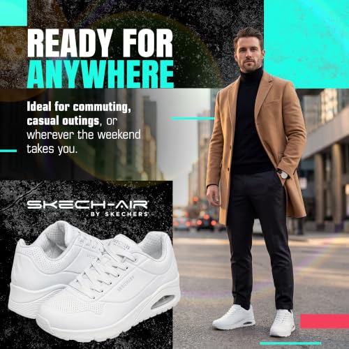 Skechers Herren Uno Stand On Air Turnschuhe, White Durabuck / Mesh, 45.5 EU – Ansicht 5