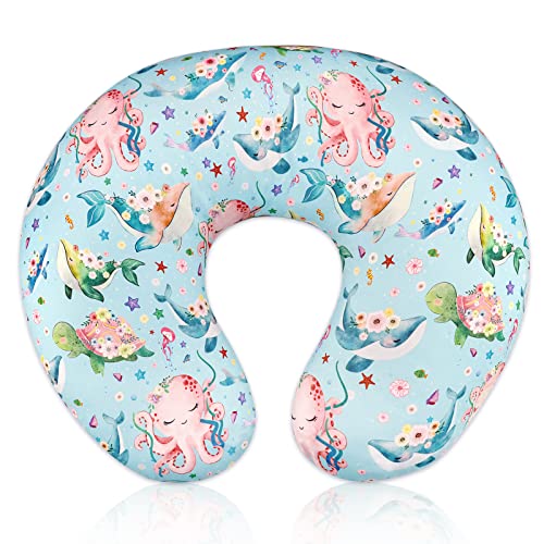 Image of Nursing Pillow Cover Stretchy Removable Cover for Breastfeeding Pillows, Ultra Soft Comfortable Slipcover for Baby Girl and Boy, Ocean World
