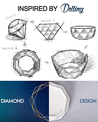 DELLING Ramekins 8 oz, Creme Brulee Ramekins, Porcelain Ramekins Oven Safe, Geometric Style Ramekins for Baking Souffle, Ice Cream, Snack, Charcuterie Bowls, Set of 6, White - Thumbnail 3