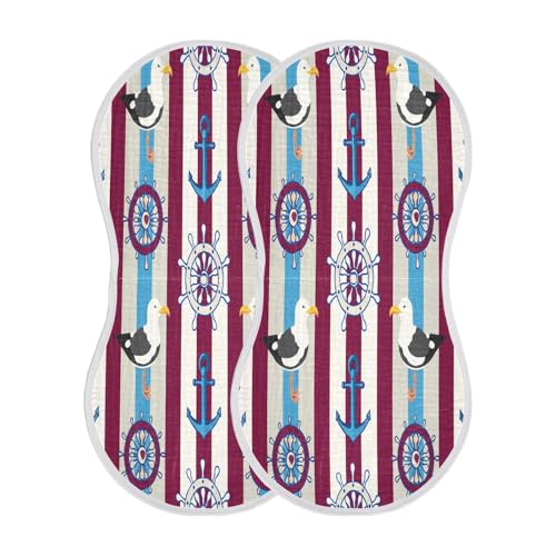 Kigai Seagull Anchor Baby Burp Cloths Extra Soft and Absorbent Burping Rags Cotton Burping Clothes Baby Washcloths for Newborn Boys Girls - 1 Pack