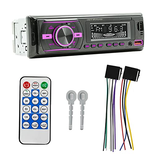 Quystetes Receptor EstéReo de Coche con Bluetooth de Audio para Coche DIN úNico con Pantalla LCD Radio Am/FM Reproductor de MP3 USB SD AUX Control de AplicacióN