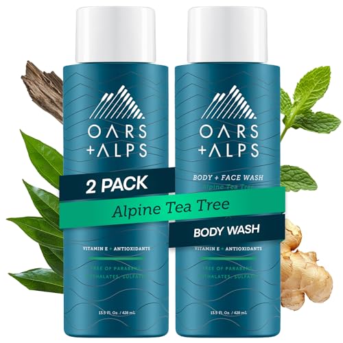 Oars + Alps Mens Body & Face Wash, Moisturizing Body Wash, 2pk, 13.5 Fl Oz