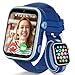Smartwatch Kinder mit Videoanruf und Telefon, Kinderuhr mit GPS Voice Chat, Whatsapp, WiFi, SOS, SMS, Schulmodus, Schrittzähler, IP68 Wasserdicht, Wecker Kids Smartwatch für Mädchen/Jungen, Blau