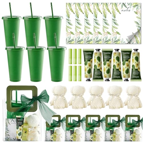 6 Sets Baby Shower Prizes for Game Winners Baby Shower Favors Include Plastic Tumblers Notepad Lip Balms Hand Creams Bear Bath Towels Gift Bags for Wedding Bridal Showers Game Gifts (Green)
