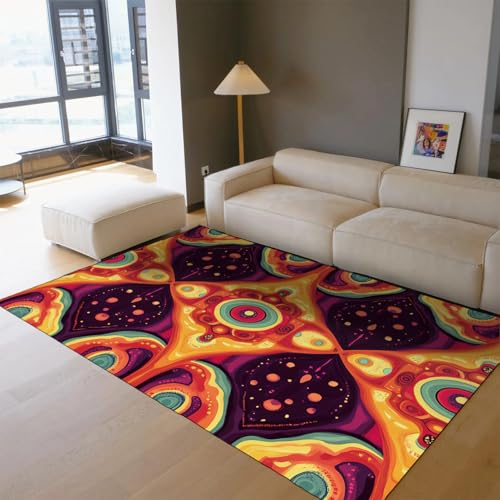 Tapis ethnique lavable 160x200cm moquette rétro bohème - 3